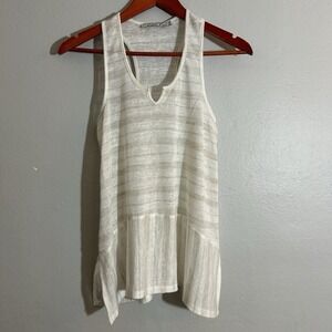 Chloe K Womens XS White Striped Sleeveless Top Casual Summer‎ Tunic